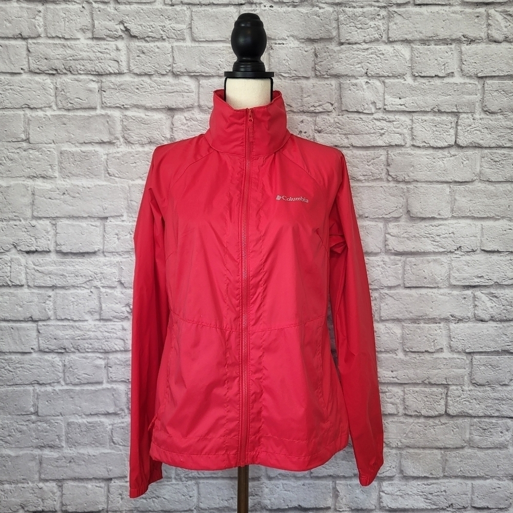Columbia Jacket Switchback Red Lightweight Windbreaker HoodWater Repellent Sz M - Picture 2 of 12